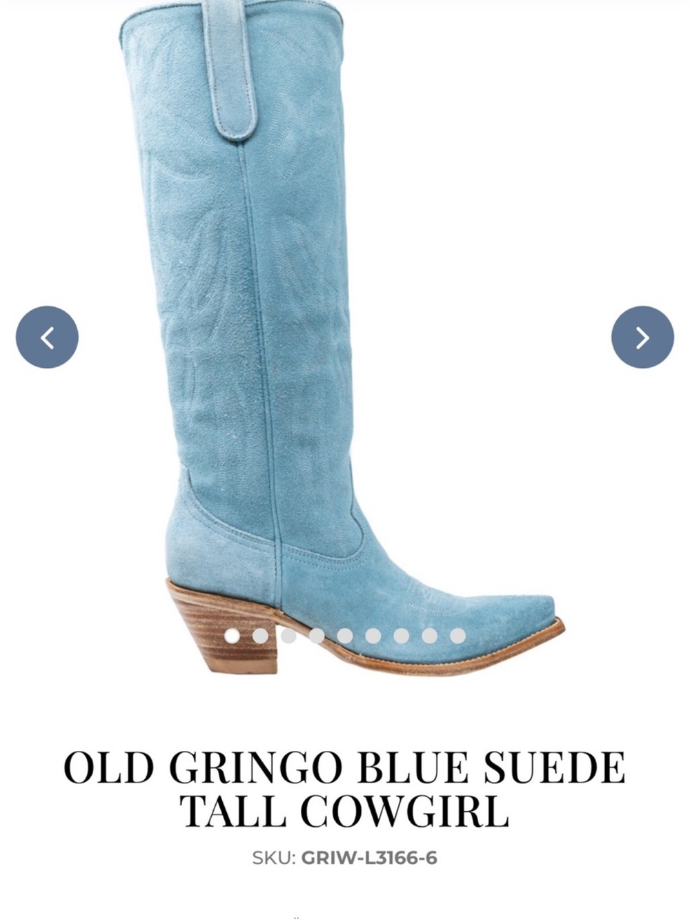 Old Gringo Light Blue Suede  Cowgirl Boots